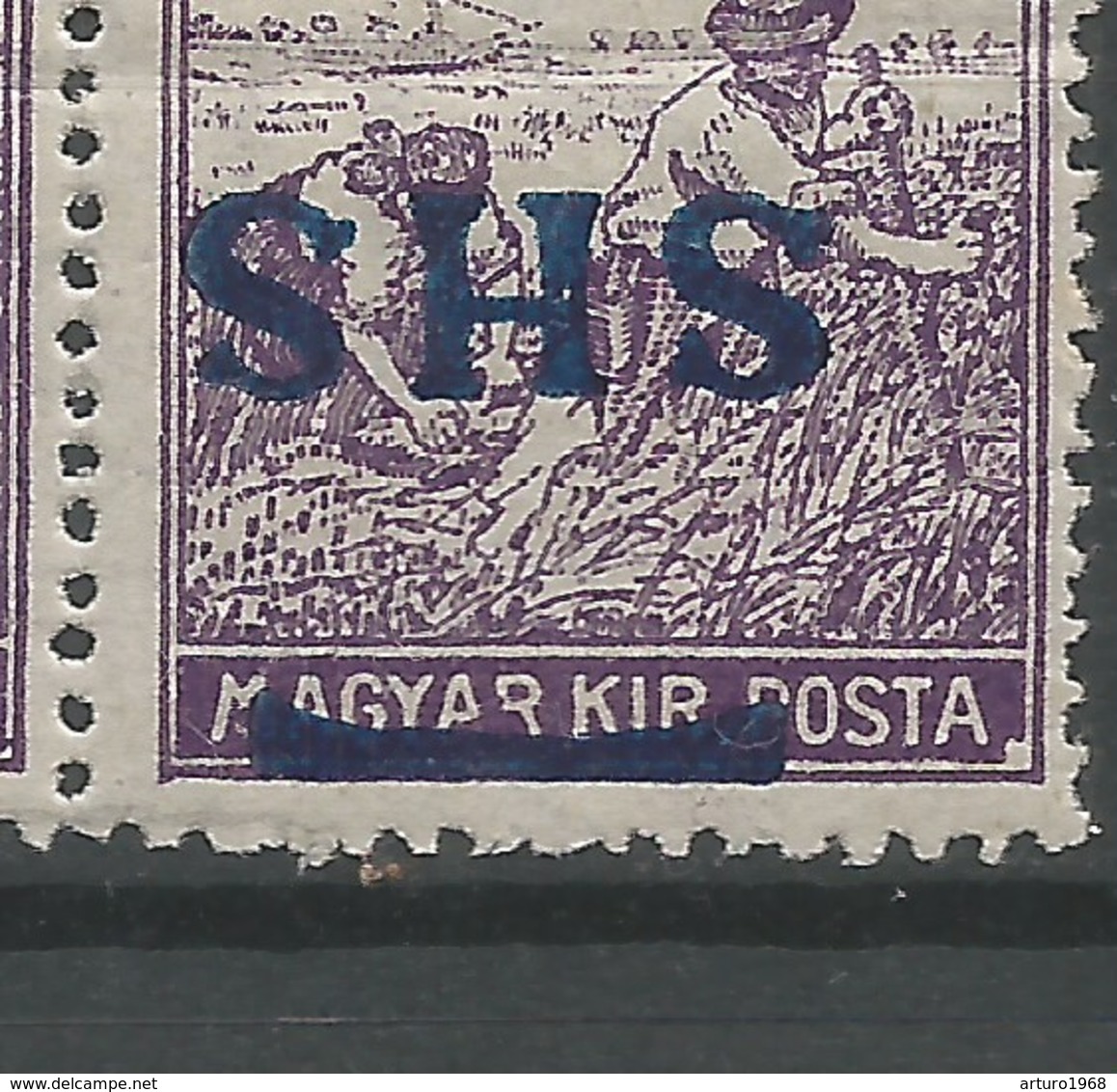 Yugoslavia Kingdom SHS Croatia Mi.71 ERROR Inverted Overprint + Plate Flaw On Hungarian Basic Stamp MNH / ** 1918 - Ungebraucht