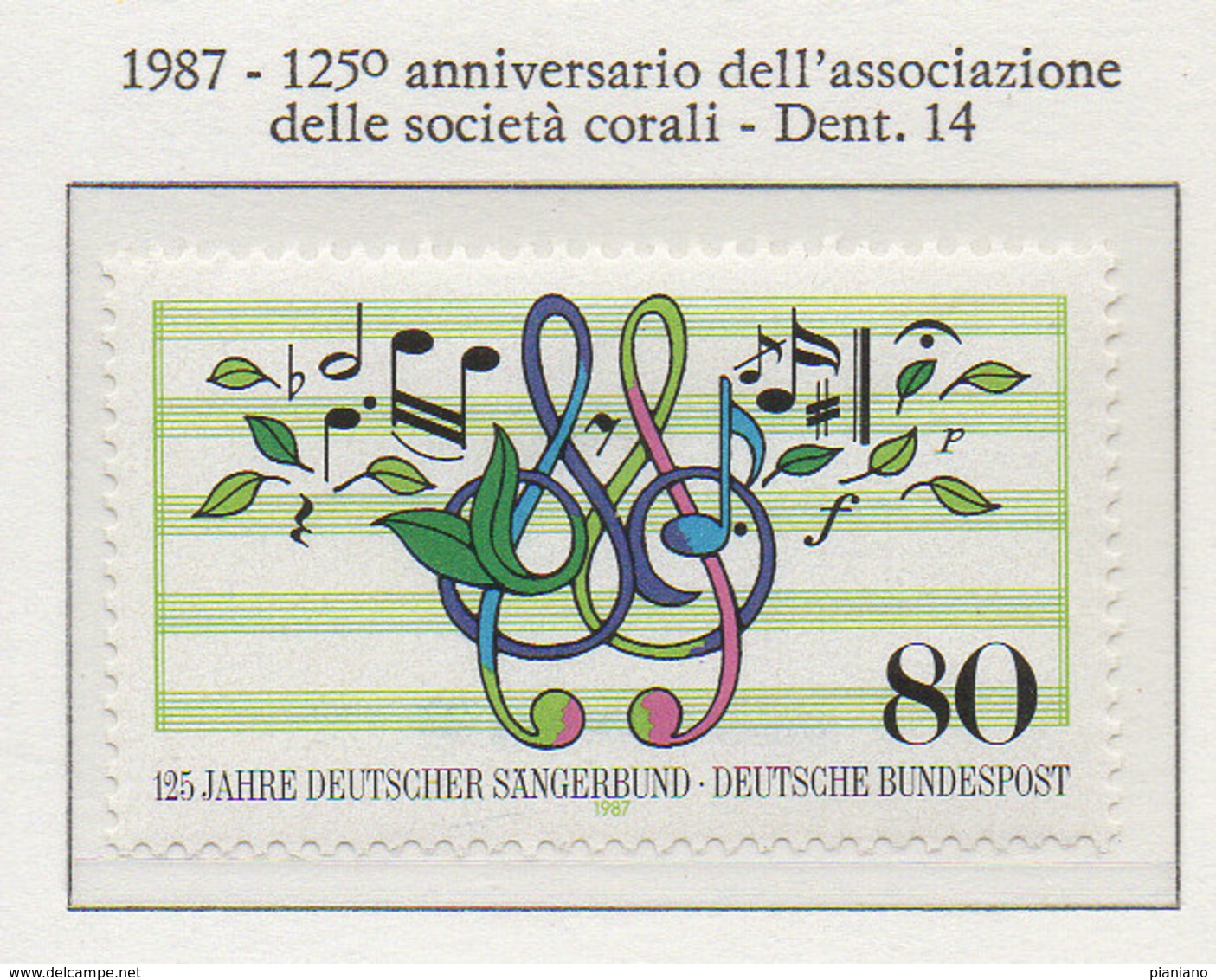 PIA - GERMANIA : 1987 : 125° Anniversario Dell' Associazione Delle Società Corali - (Yv 1151) - Musica