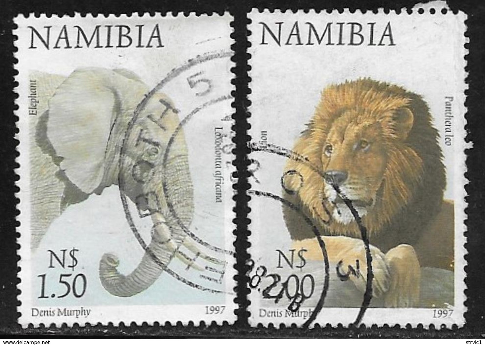 Namibia Scott # 866-7 Used Elephant, Lion,1997 - Namibia (1990- ...)