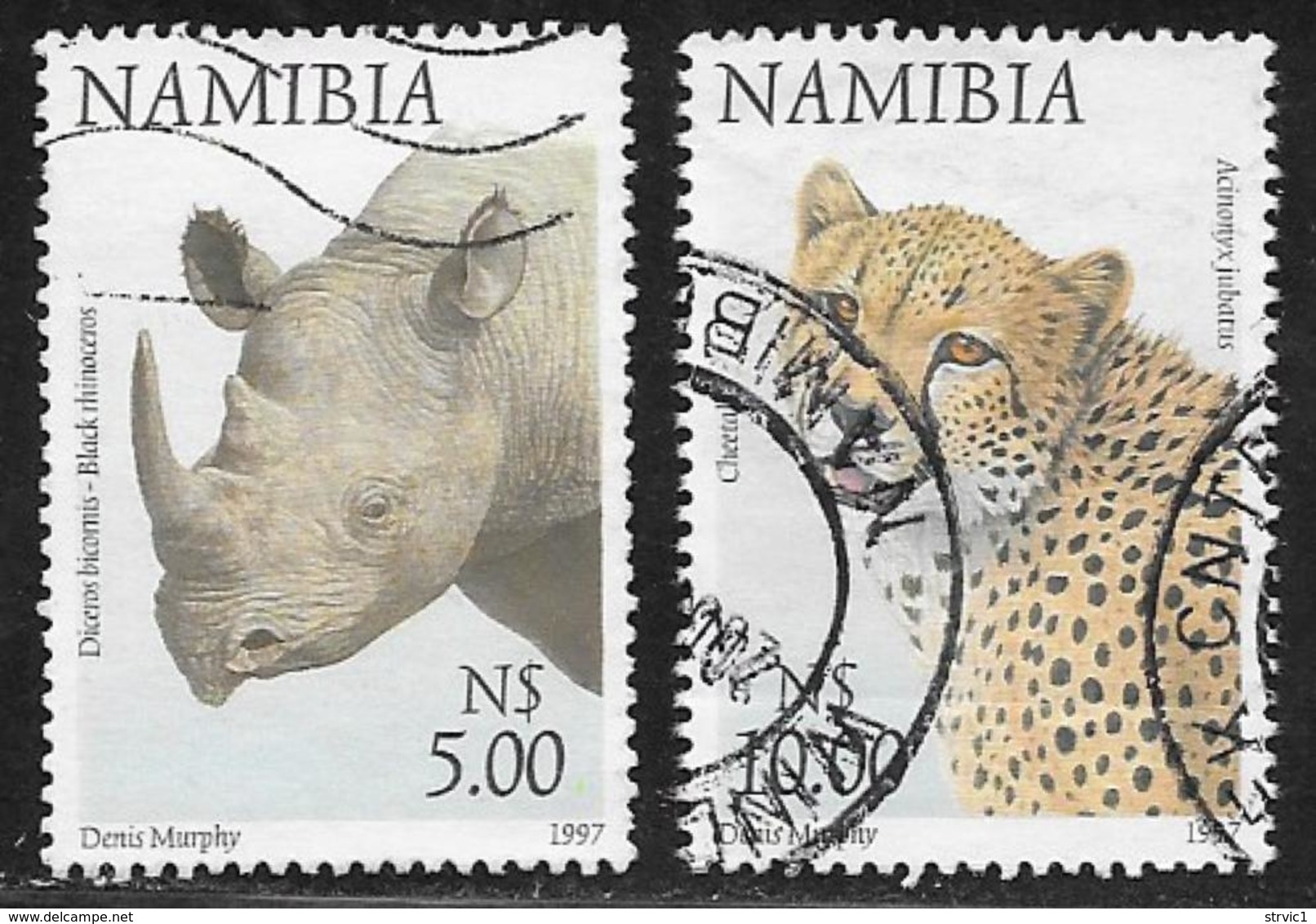 Namibia Scott # 869-70 Used Rhino, Cheetah,1997 - Namibia (1990- ...)