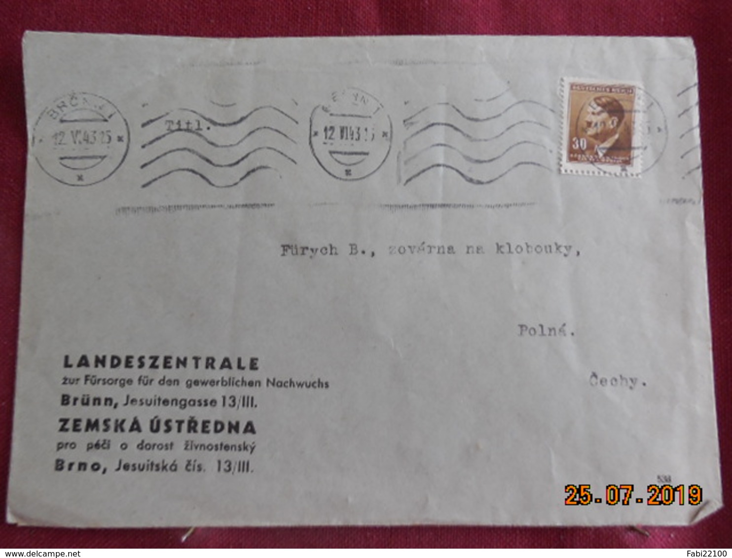 Lettre De 1943 De Brona à Destination De Polna - Lettres & Documents