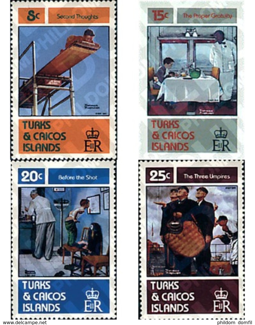 Ref. 59311 * MNH * - TURKS AND CAICOS Islands. 1982. TRIBUTE TO NORMAN ROCKWELL . HOMENAJE A NORMAN ROCKWELL - Eisenbahnen