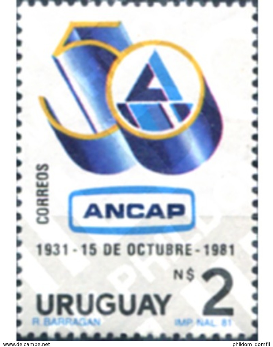 Ref. 297125 * MNH * - URUGUAY. 1981. 50 ANIVERSARIO DE LA CREACION DE LA ADMINISTRACION NACIONAL DE COMBUSTIBLES, ALCOHO - Protection De L'environnement & Climat