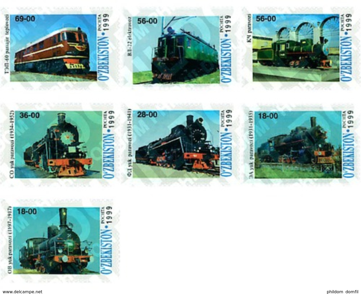 Ref. 80421 * MNH * - UZBEKISTAN. 1999. LOCOMOTIVES . LOCOMOTORAS - Eisenbahnen