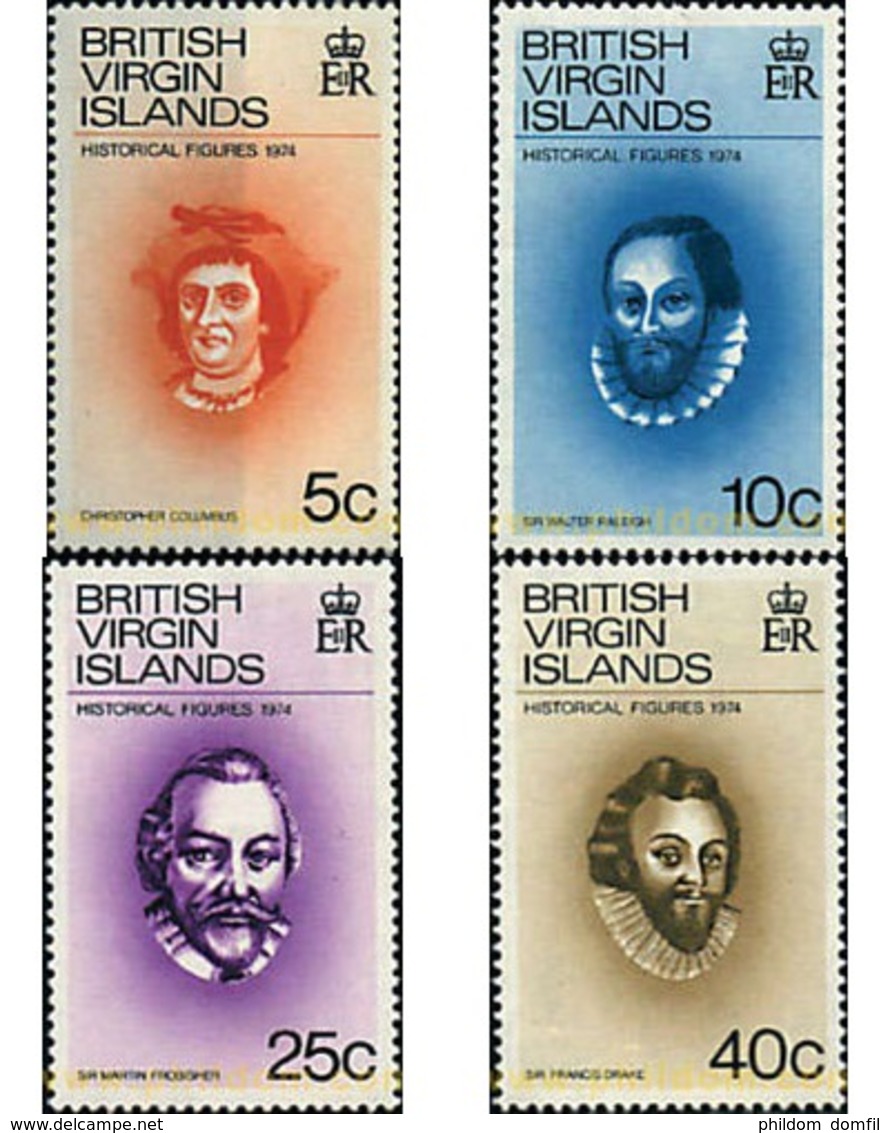 Ref. 36337 * MNH * - BRITISH VIRGIN Islands. 1974. HISTORICAL PERSONS . PERSONALIDADES HISTORICAS - British Virgin Islands