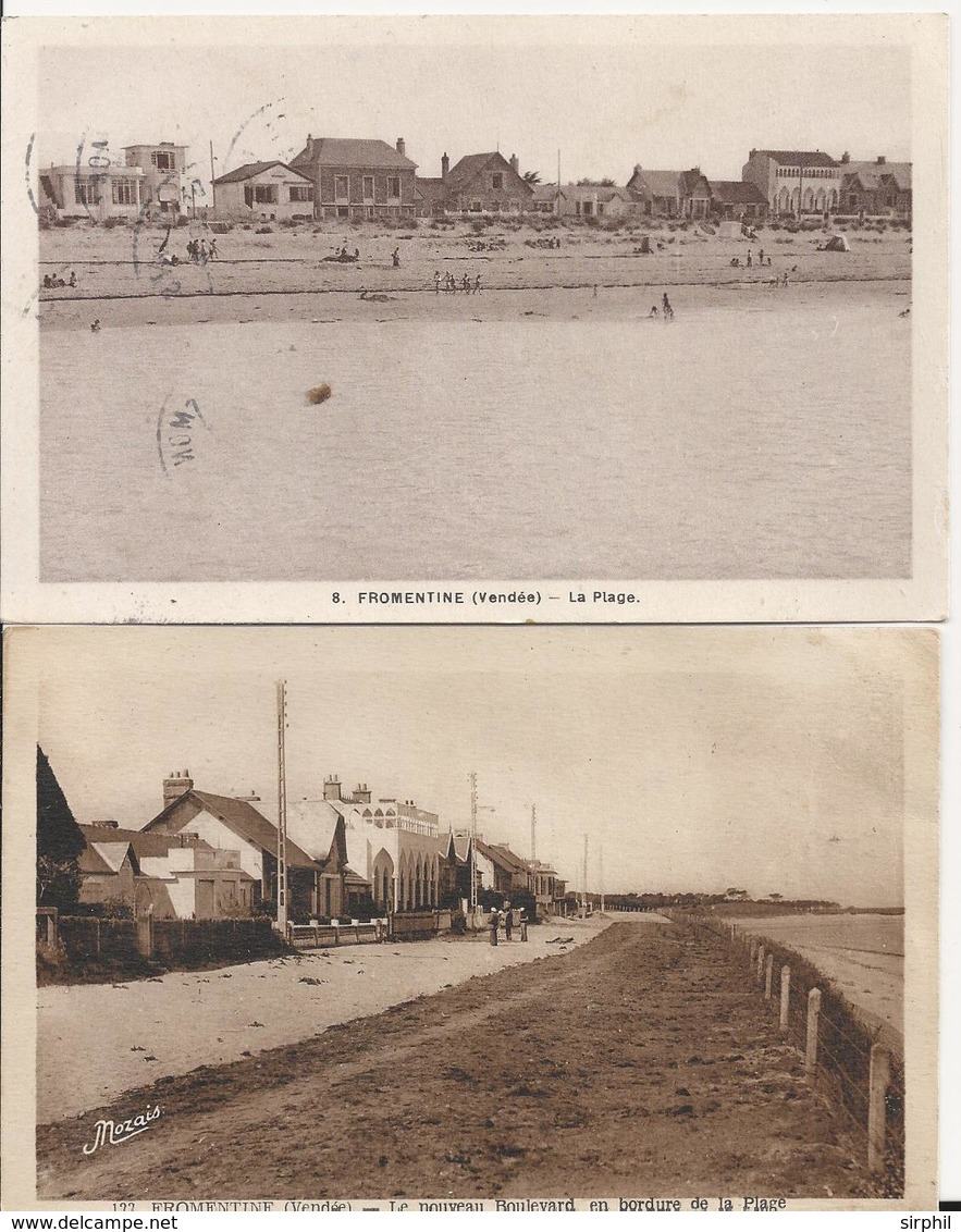 2 Cartes Postale Ancienne De Fromentine Le Nouveau Boulevard En Bordure De Plage Et La Plage - Autres & Non Classés