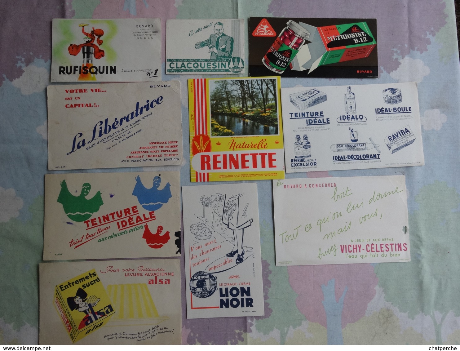 LOT 10 BUVARDS  BLOTTING PAPER ALIMENTATION BOISSON GÂTEAU ABONNEMENT PHARMACIE ECRITURE - Collections, Lots & Séries