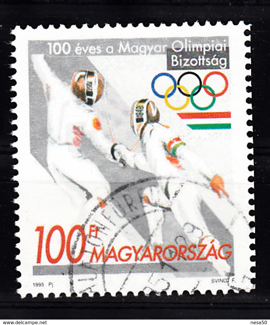 Hongarije 1995 Mi Nr  4351 , 100 Jaar NOC, Schermen, Fencing - Usati