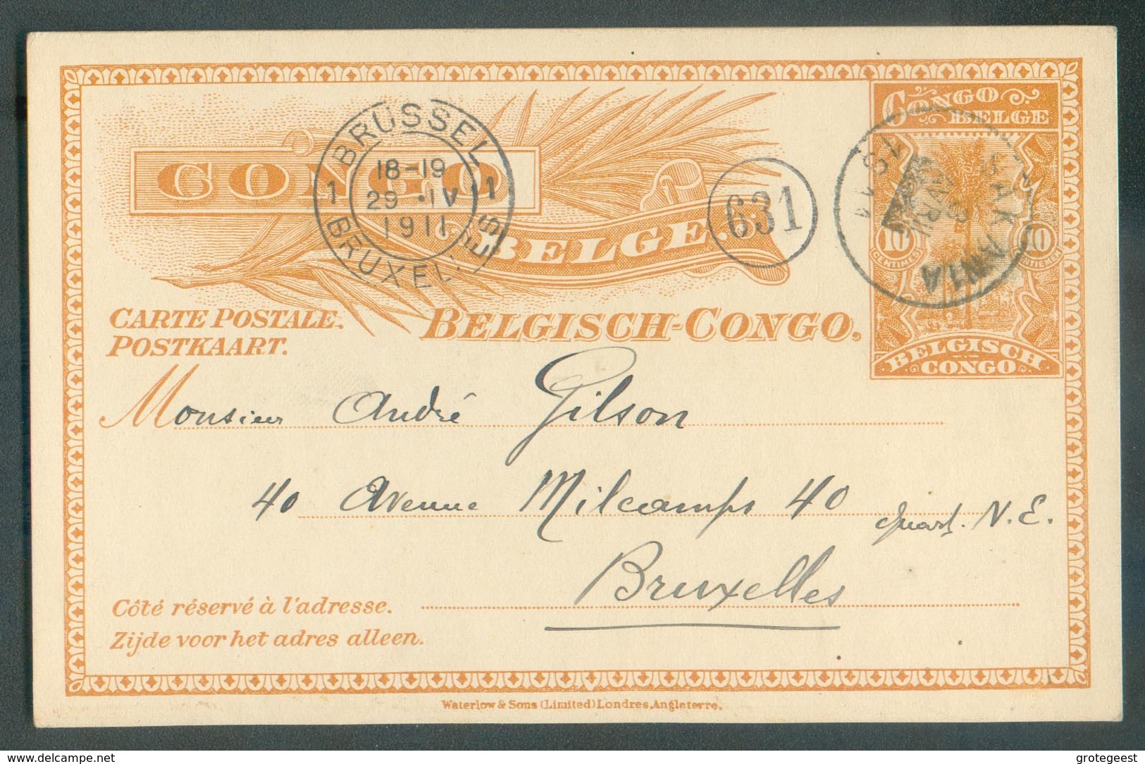 E.P. Carte 10 Centimes MOLS (daté De MIKOLA 30-3-11) Obl. Sc SAKANIA 3 Avril 1911 Vers Bruxelles -. 14481 - Stamped Stationery