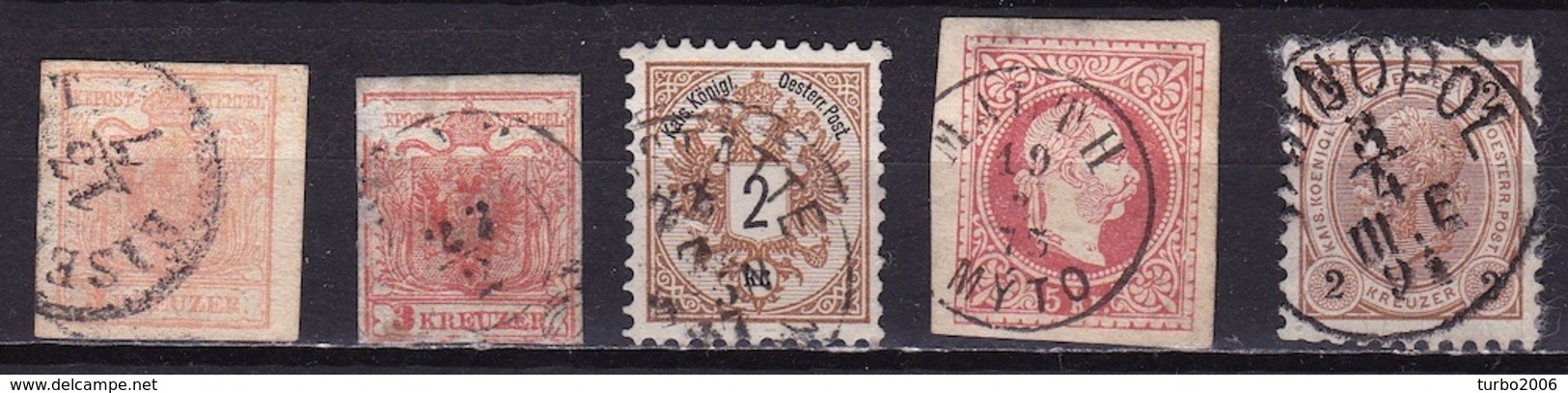 Osterreich /  Austria 1850 / 1899 5 Old Stamps As Shown On Scan - Gebruikt