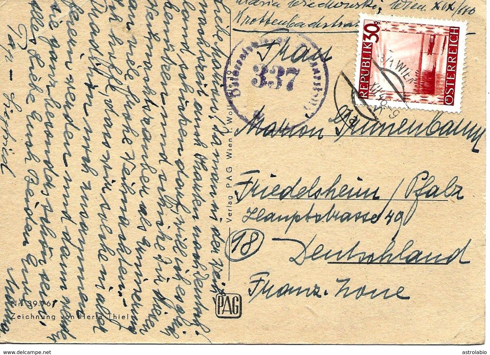 Wien Vers Allemagne 1946 Sur Carte Postal. Censure - Maschinenstempel (EMA)