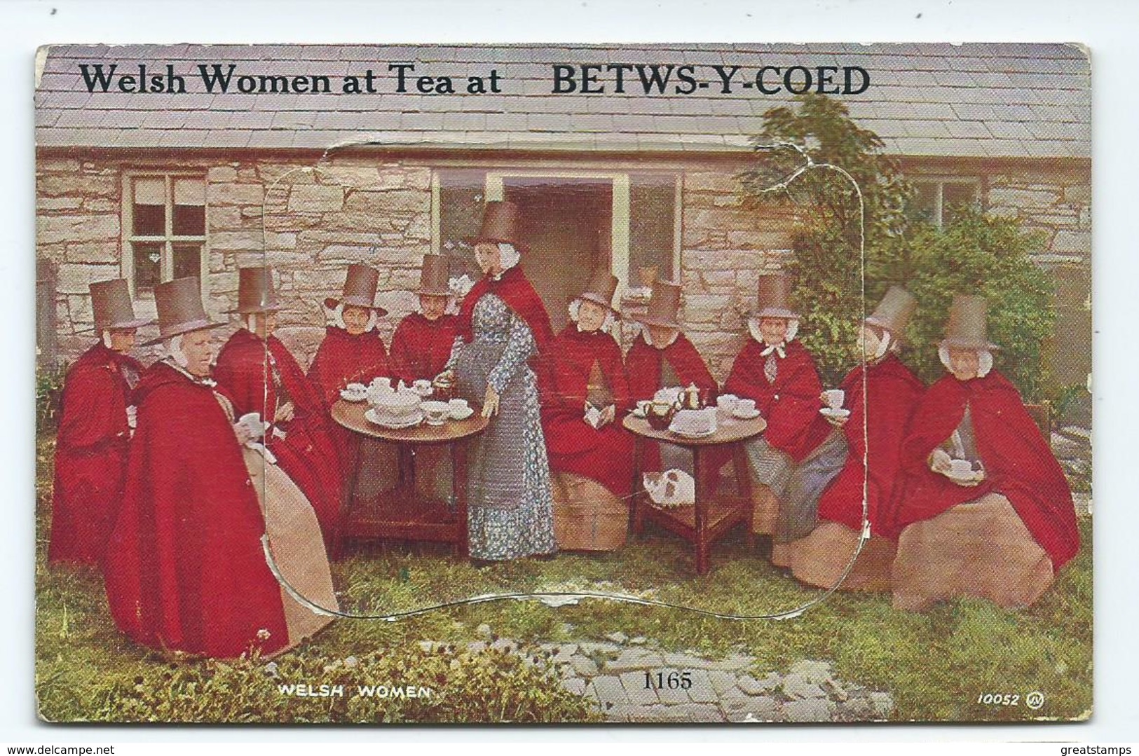 Novelty Postcard Welsh Women At Tea At Betws-y-coed  .12 Views Unused Valentines - Caernarvonshire