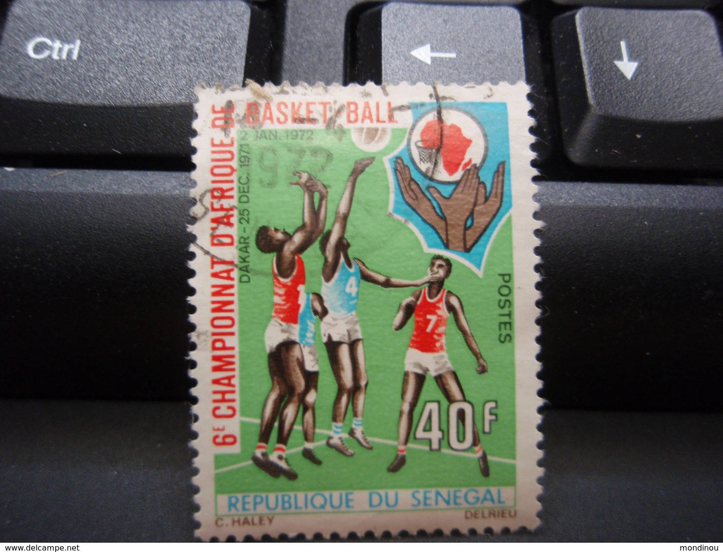 Timbre 6° Championnat D'Afrique De Basket-Ball 40 F 1972 - Used Stamps