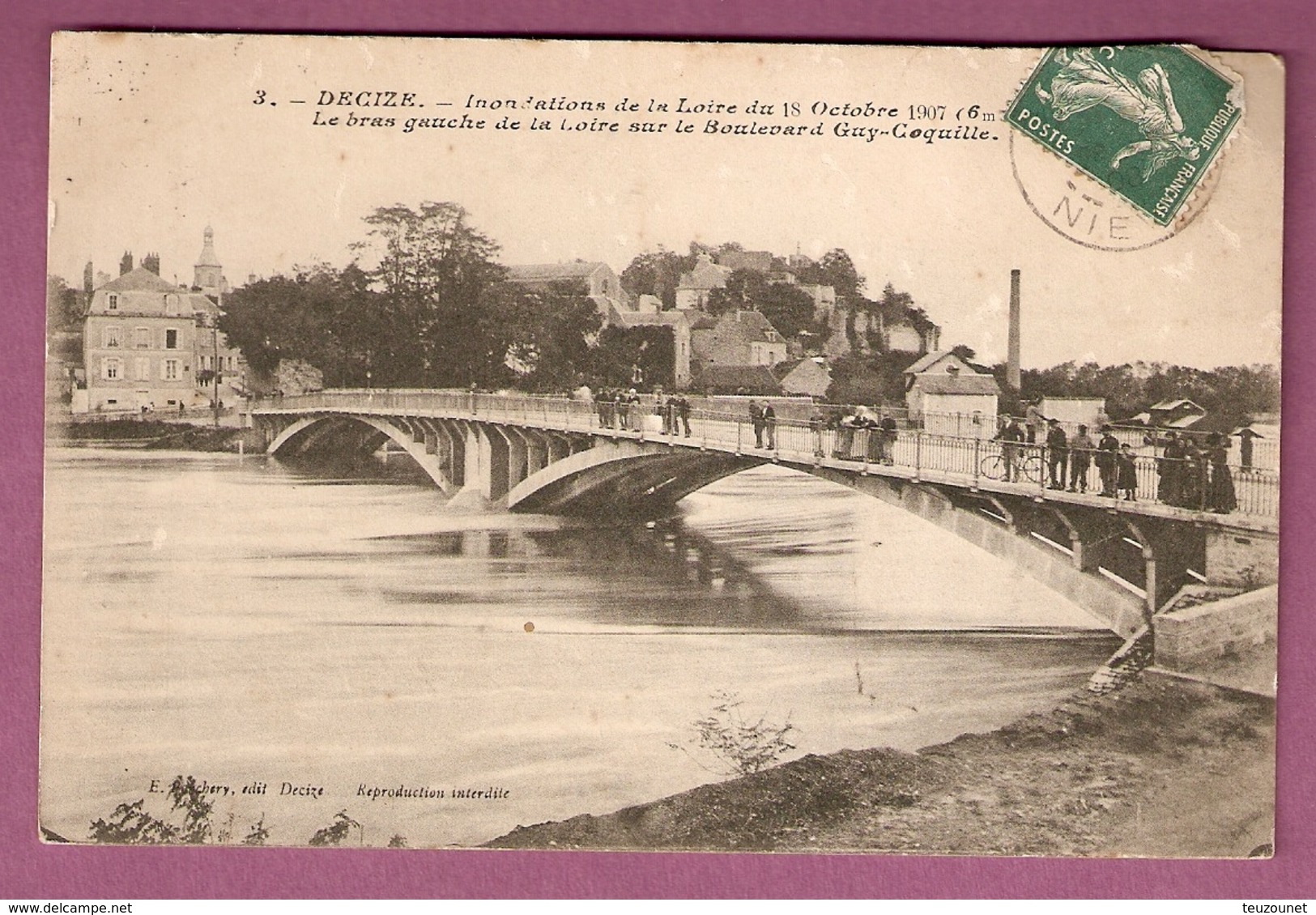 Cpa  Decize Inondations De La Loire Du 18 Octobre 1907 Le Bras Gauche De La Loire Sur Le Boulevard Guy Coquille - Decize