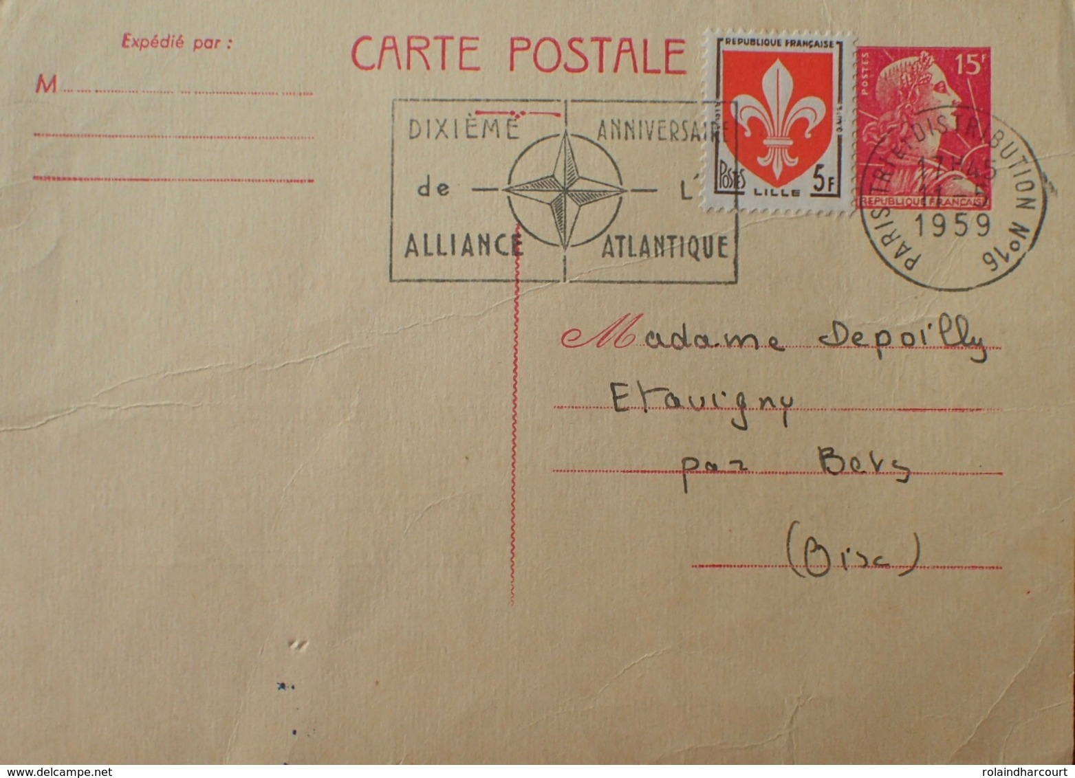 R1615/247 - ENTIER POSTAL - TYPE MARIANNE De MULLER - N°1011-CP1 - CàD " PARIS TRI Et DISTRIBUTION N°16 11 MAI 1959 " - Cartes Postales Repiquages (avant 1995)