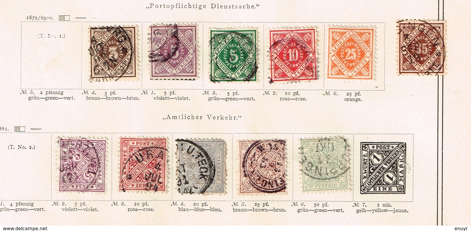 Wurtemberg ancienne collection sur feuille d'époque