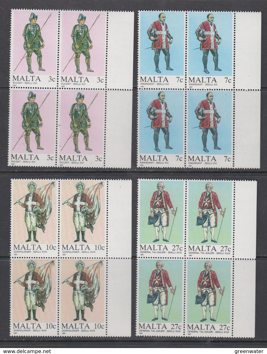 Malta 1987 Military Uniforms 4v Bl Of 4 ** Mnh (43821A) - Malta