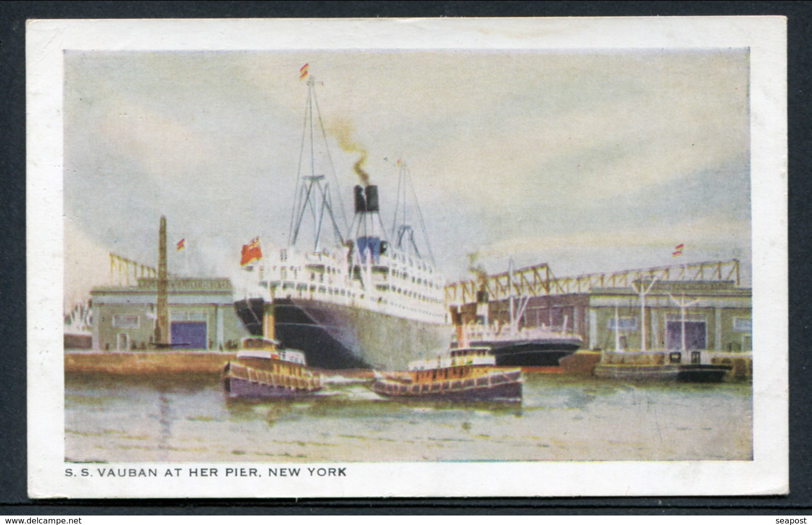 C1908 LAMPORT AND HOLT LINE -- "VAUBAN" AT HER PIER NEW YORK - Steamers