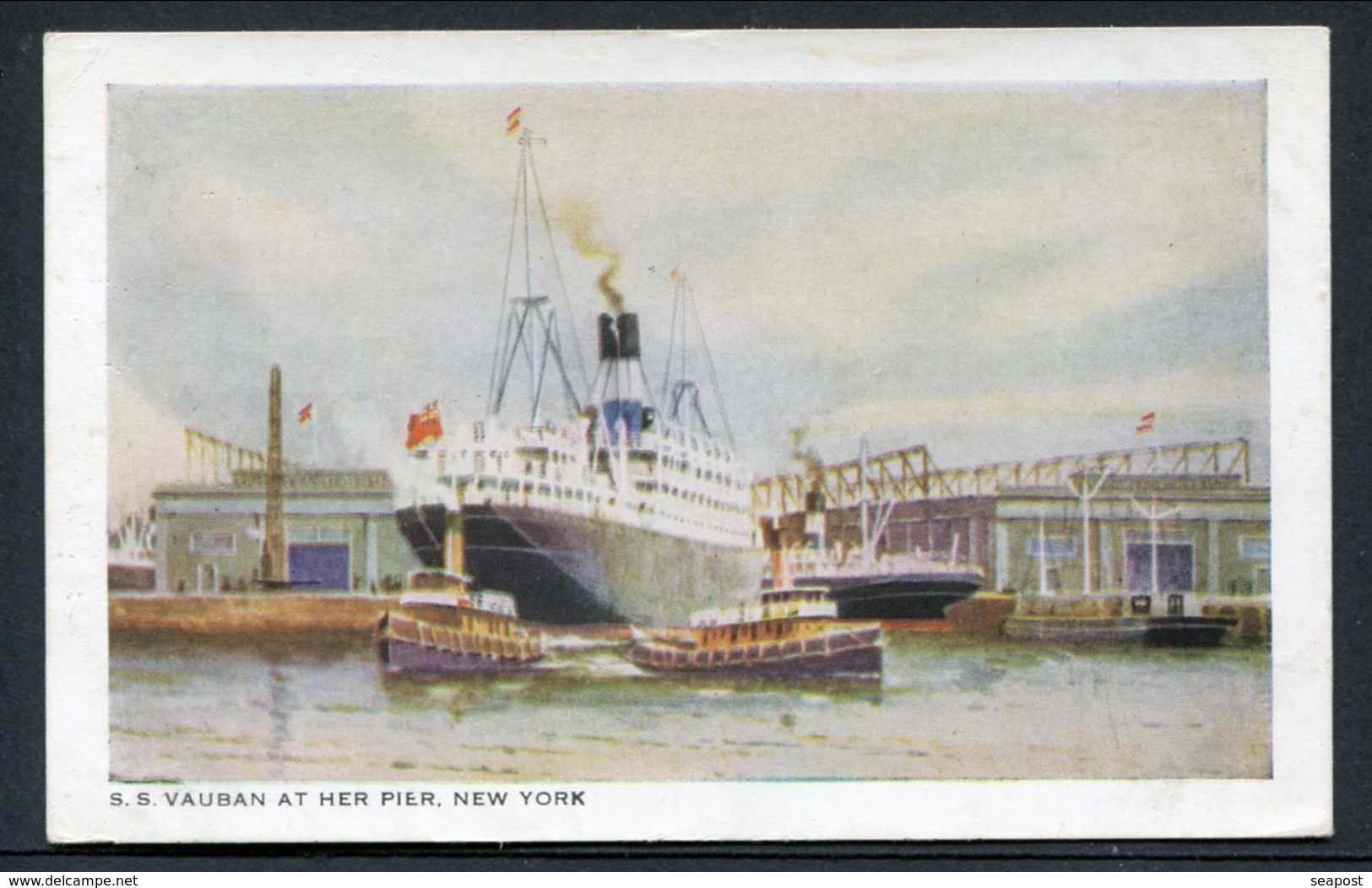 C1908 LAMPORT AND HOLT LINE -- "VAUBAN" AT HER PIER NEW YORK - Paquebots