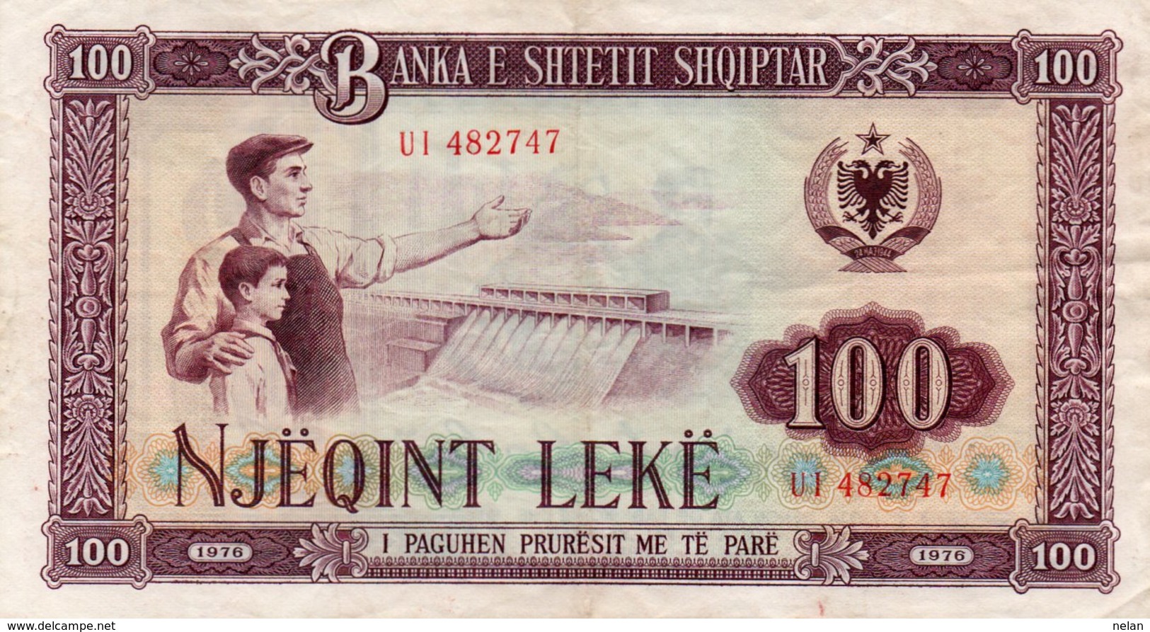 ALBANIA-100 LEKE 1976  P-46  XF - Albania