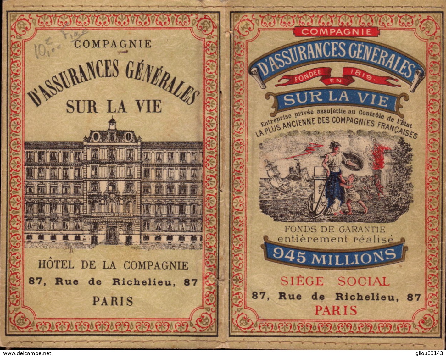 Calendriers, Compagnie D Assurances Generales Sur La Vie, Paris, 1913      (bon Etat) - Kleinformat : 1901-20