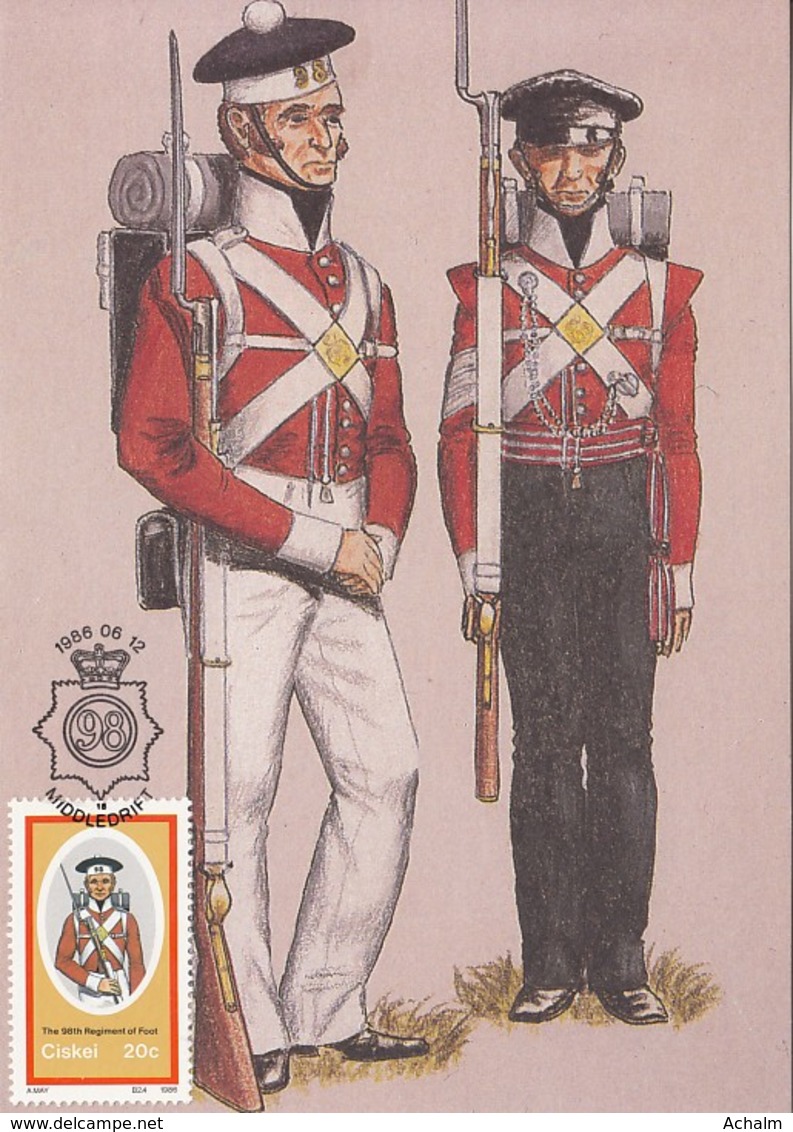 Ciskei - Maximum Card Of 1986 - MiNr. 99 - Military Uniforms - The 98te Regiment Of Foot - Ciskei