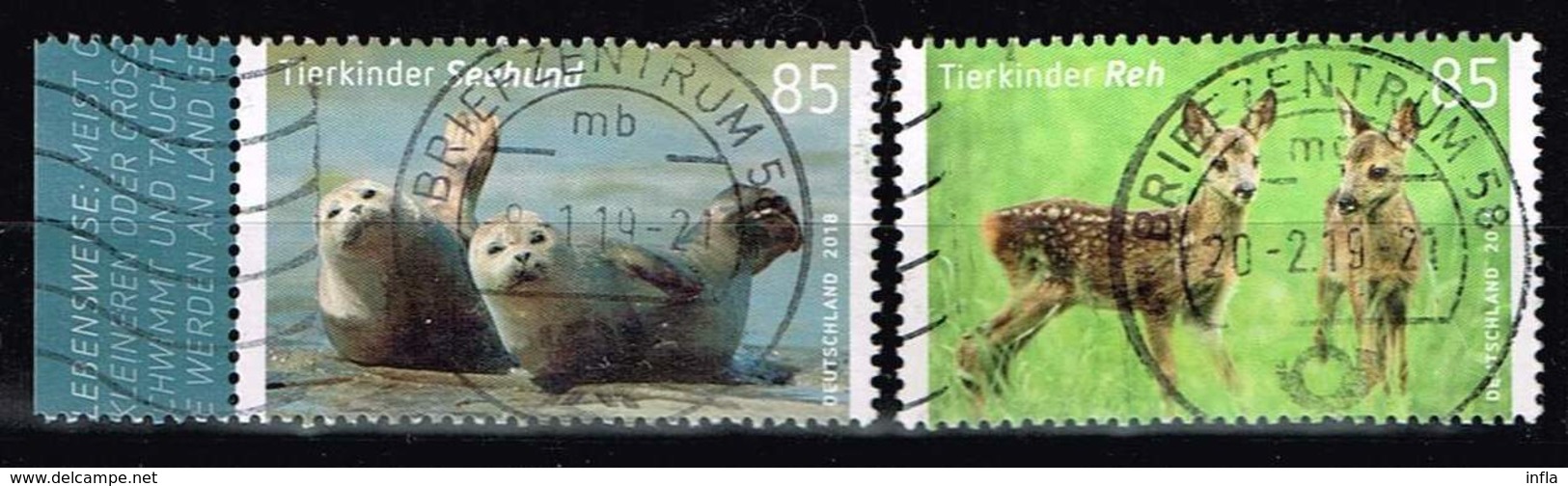 Bund 2018,Michel# 3352 - 3353 O Tierkinder: Reh Und Seehund - Used Stamps