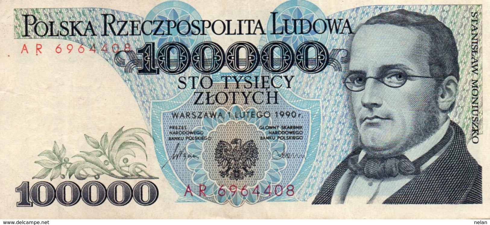 POLSKA 100 000 ZLOTYCH 1990 P-154 XF - Polonia