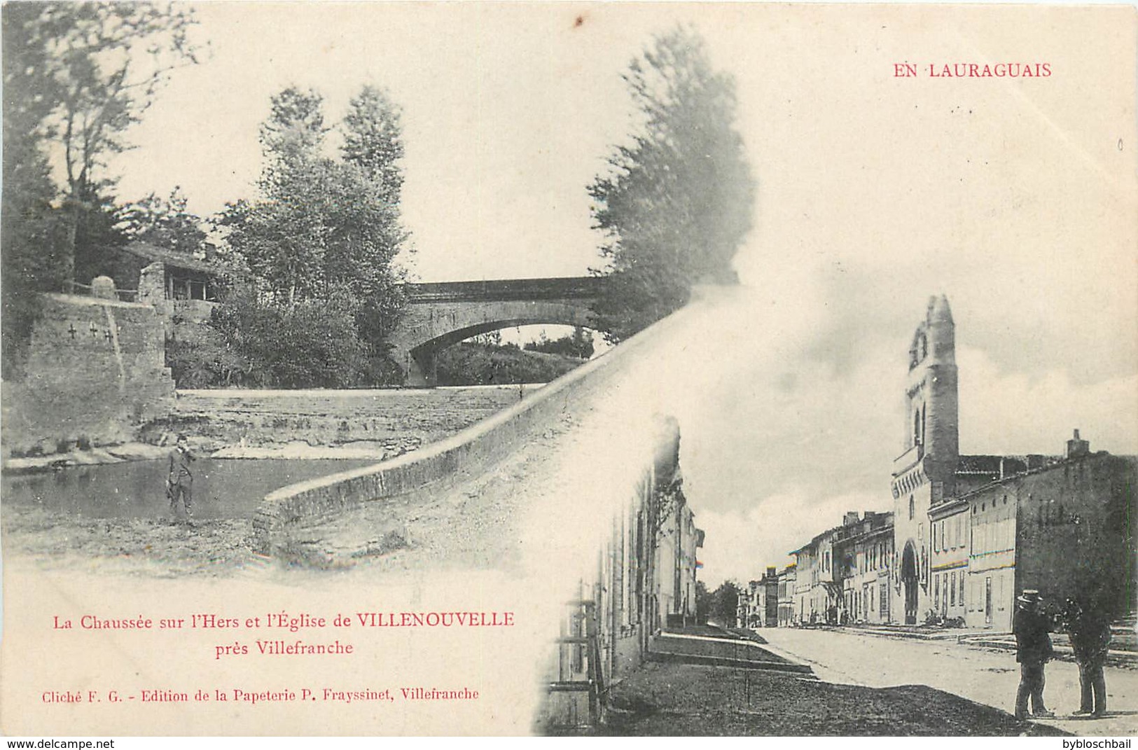 CPA 31 Haute Garonne Villenouvelle Le Pont Et La Chaussée Sur L'Hers Et L'Eglise Près Villefranche - Altri & Non Classificati