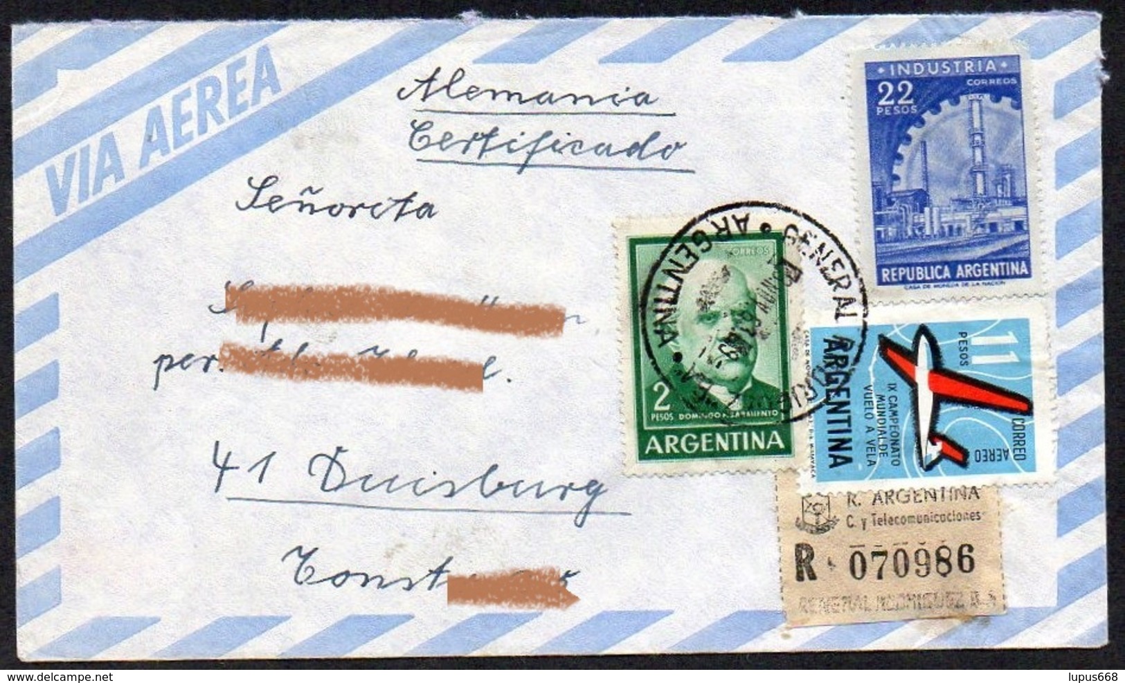 Argentinien 1963 MiNr. 766, 809, 769  Auf R- Brief/ Letter In Die BRD  ,  Von General Rodriguez, Prov. Buenos Aires - Briefe U. Dokumente