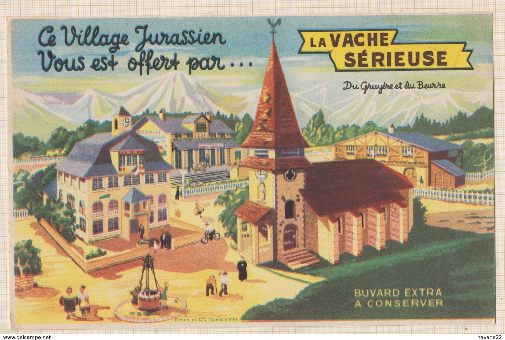 9/36  BUVARD LA VACHE SERIEUSE VILLAGE JURASSIEN - Produits Laitiers