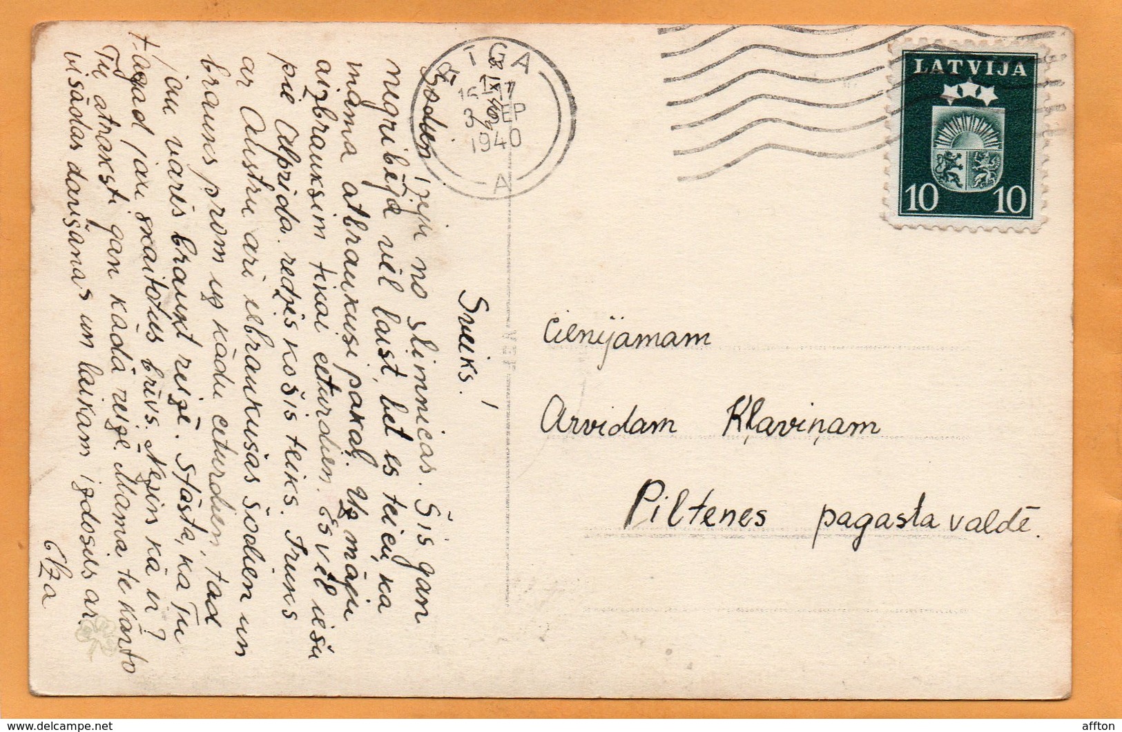 Latvia 1940 Postcard Mailed Cancel - Lettonie