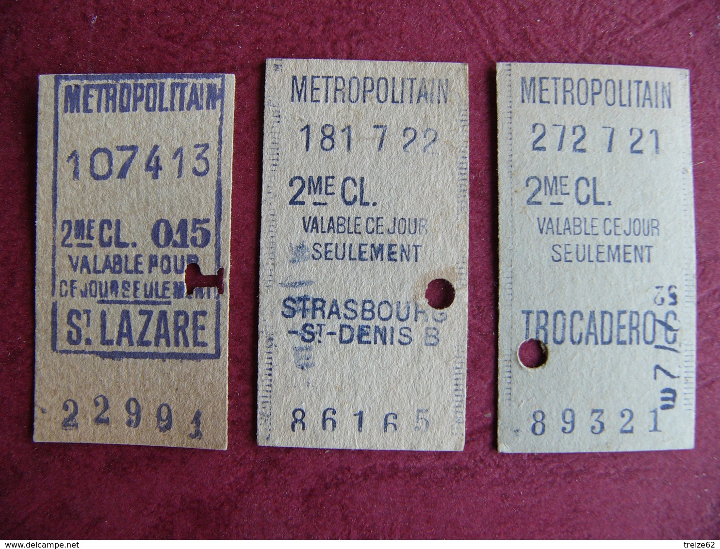 Lot 3 Tickets Métropolitain Paris Trocadéro Saint Lazare Strasbourg St Denis Années 30 - Europe