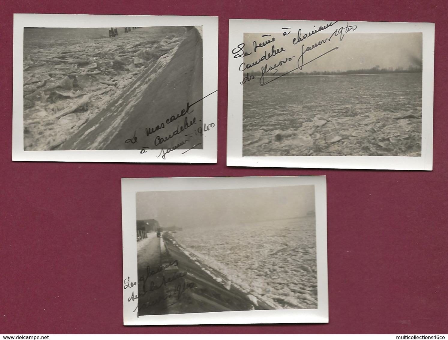 270719A - 3 PHOTOS 1940 - 76 CAUDEBEC EN CAUX Le Mascaret Glace Sur La Seine - Caudebec-en-Caux