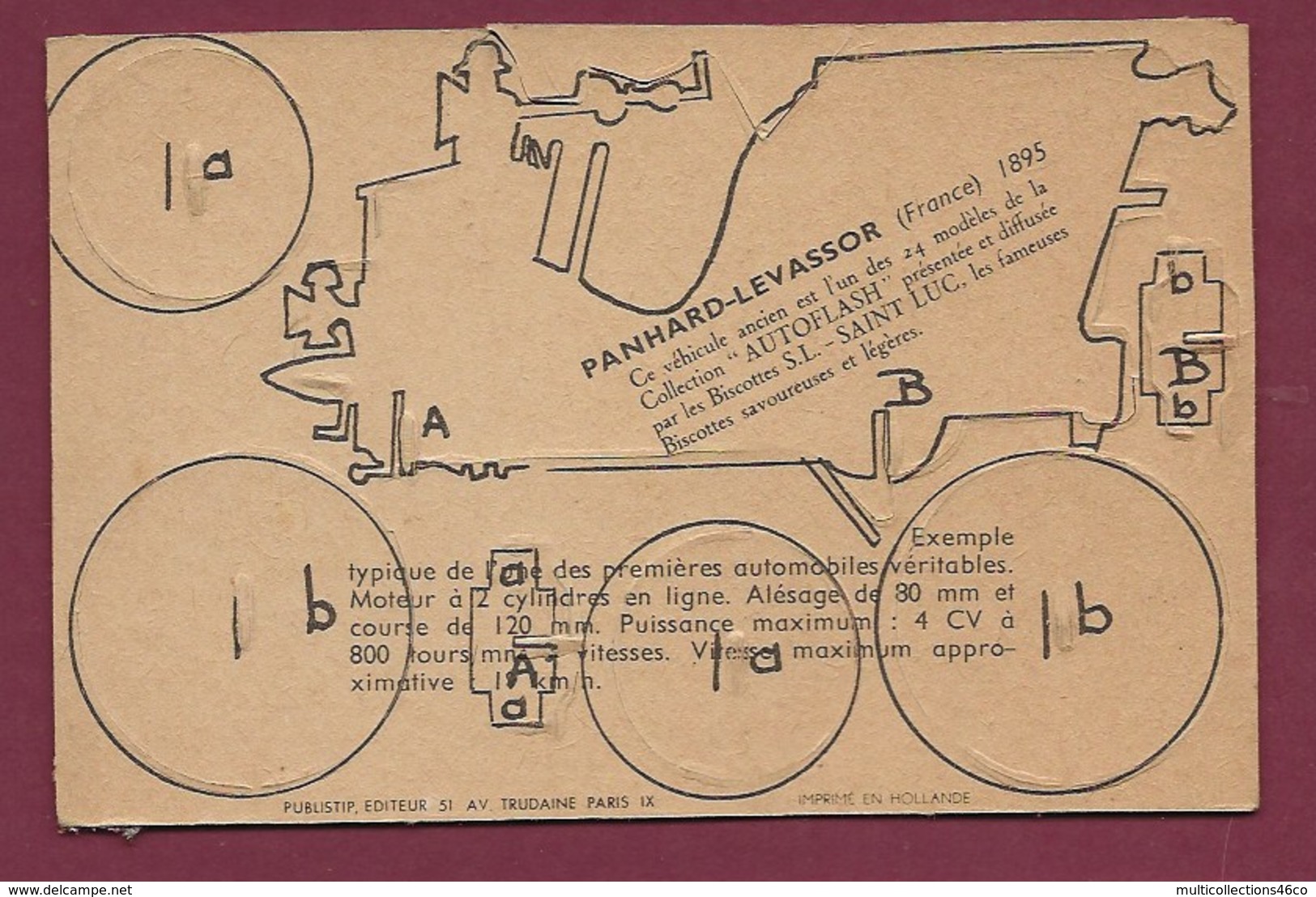 270719A - Publicité Biscottes SAINT LUC Collection AUTOFLASH - Jeu Construction Maquette Papier PANHARD LEVASSOR AUTO - Advertising