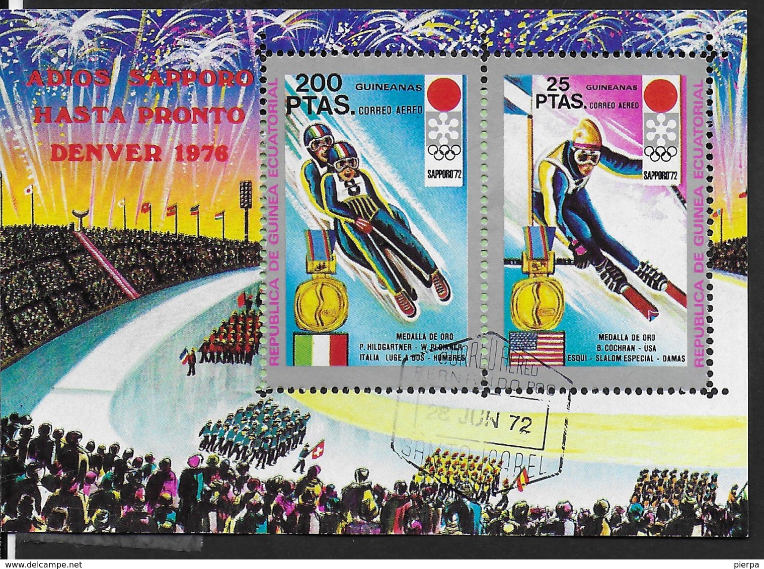 GUINEA EQUATORIALE - 1972 - GIOCHI OLIMPICI INVERNALI SAPPORO '72  - BLOCCO USATO - (MICHEL BL 11) - Inverno1972: Sapporo