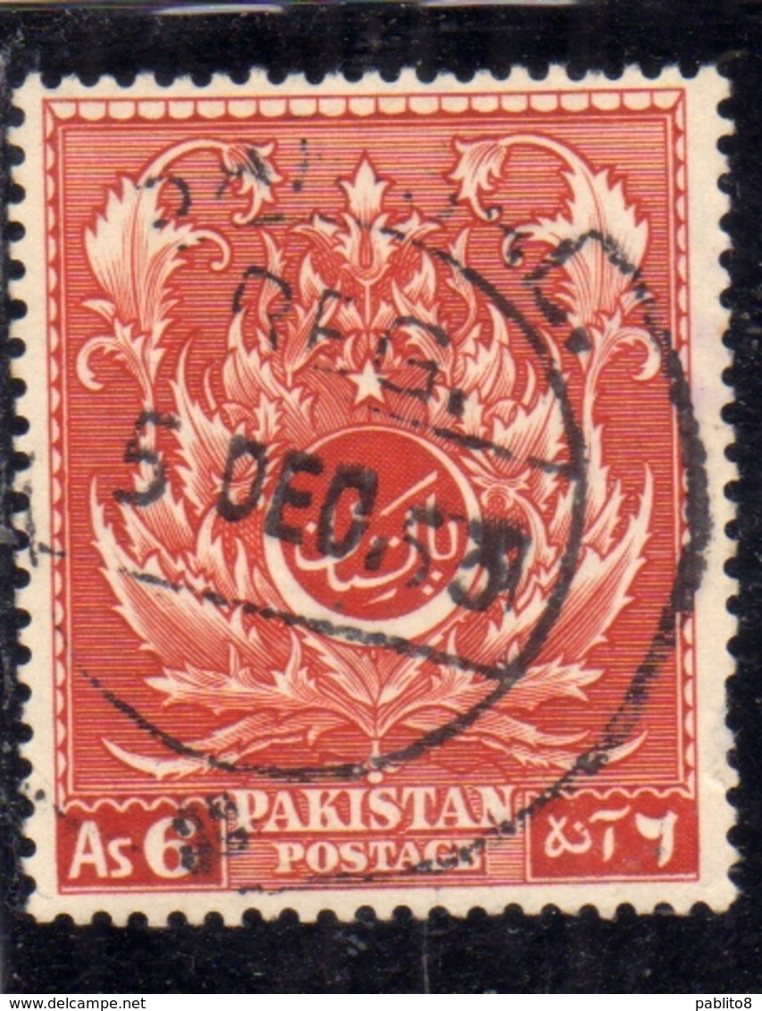 PAKISTAN 1951 INDEPENDENCE ANNIVERSARY MOSLEM LEAF PATTERN 6a USED USATO OBLITERE - Pakistan