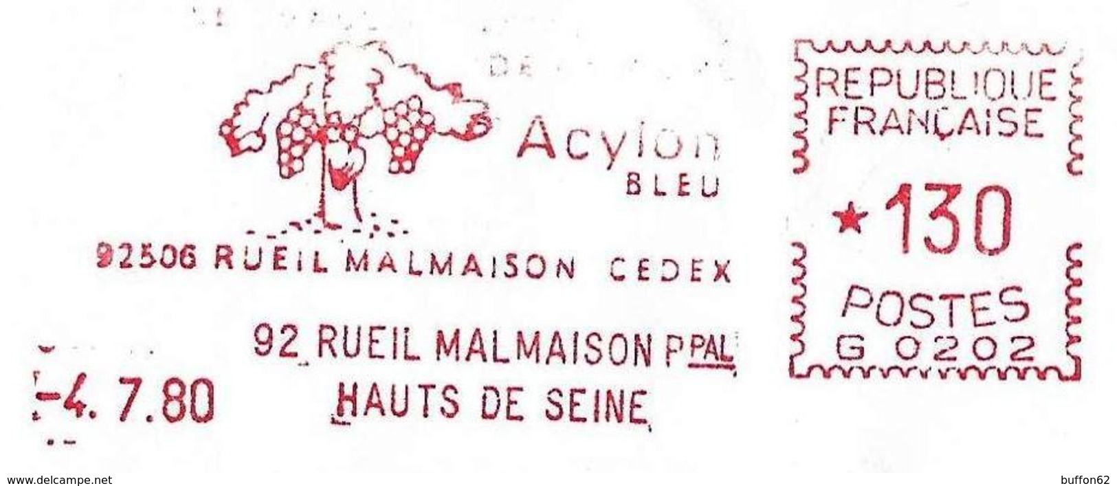 France 1980 Rueil Malmaison - Acylon Bleu : Produit Fongicide / Plant Pathogenic Fungi  Vignes / Vines. EMA HAVAS Meter. - Agricultura