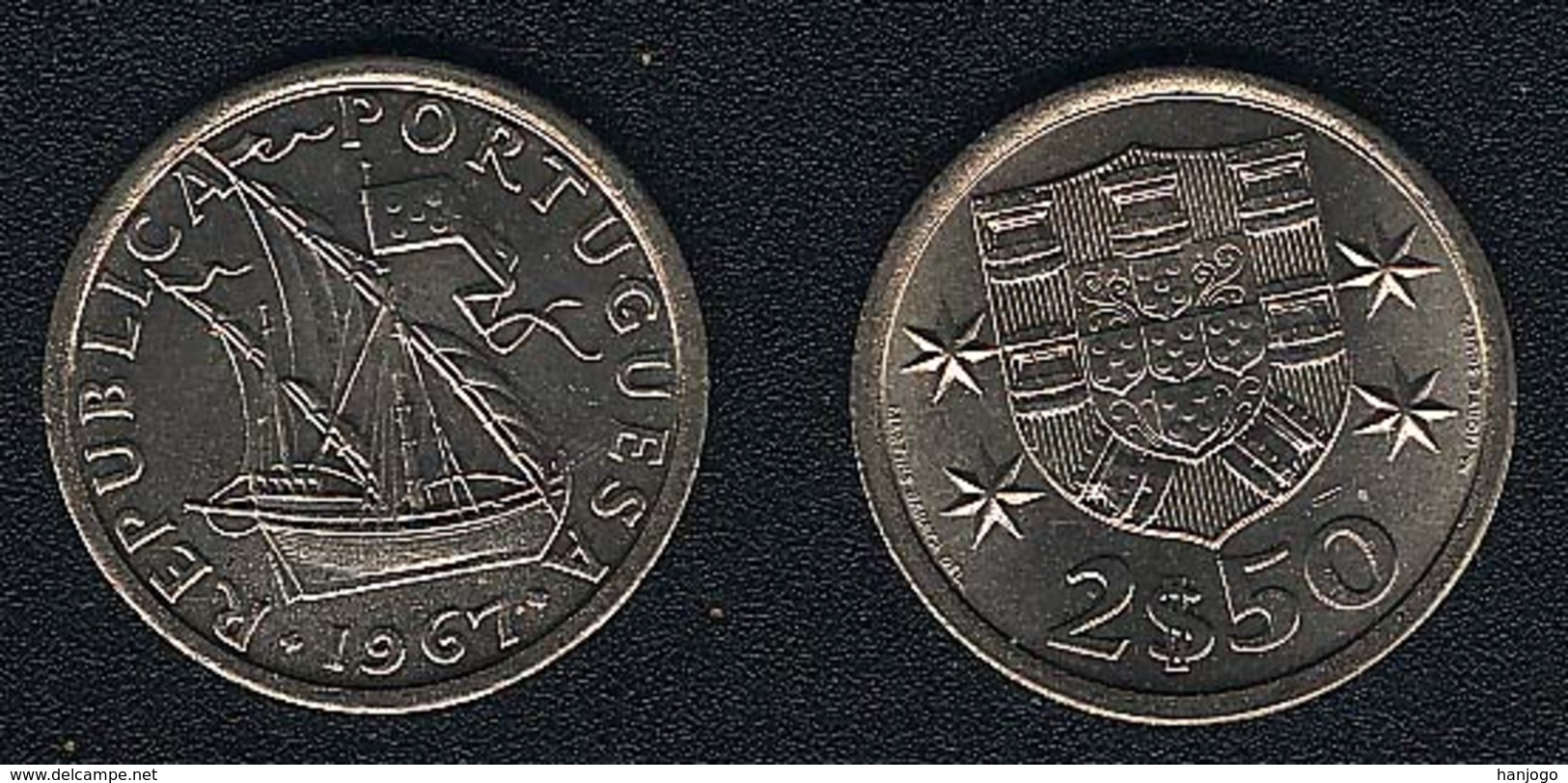 Portugal, 2 1/2 Escudos 1967, UNC, Rare Date - Portugal