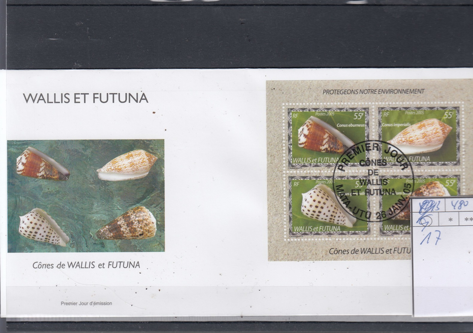 Wallis Und Futuna Michel Cat.No. FDC Sheet 17 Shells - FDC