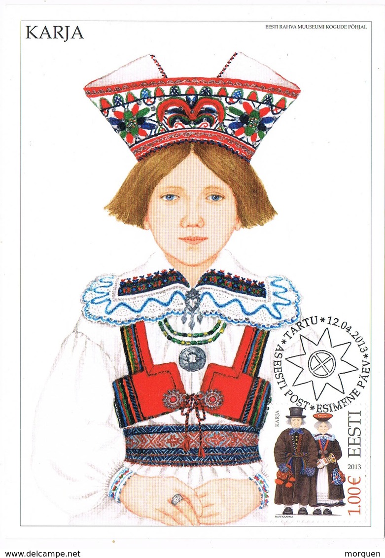 33559. Tarjeta Maxima TARTU (Estonia) Eesti 2013. Traje Tipico KARJA, Women Costume - Estonie