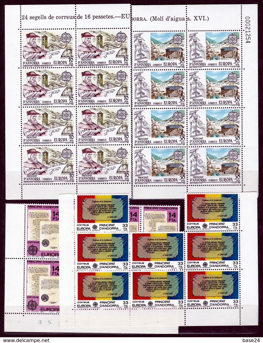 1982 1983 Andorra Spagnola Spanish EUROPA CEPT EUROPE 42 Serie Di 2v. MNH** ('82 X 18 + '83 X 24) - 1982