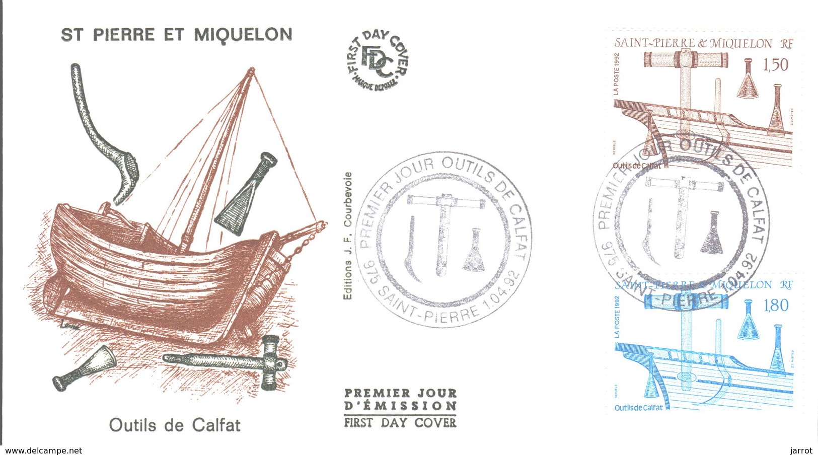 FDC 1992 N° 555, 556, 558, 559, 560, 561 Et 562 Le Lot De 9 Nveloppes - FDC