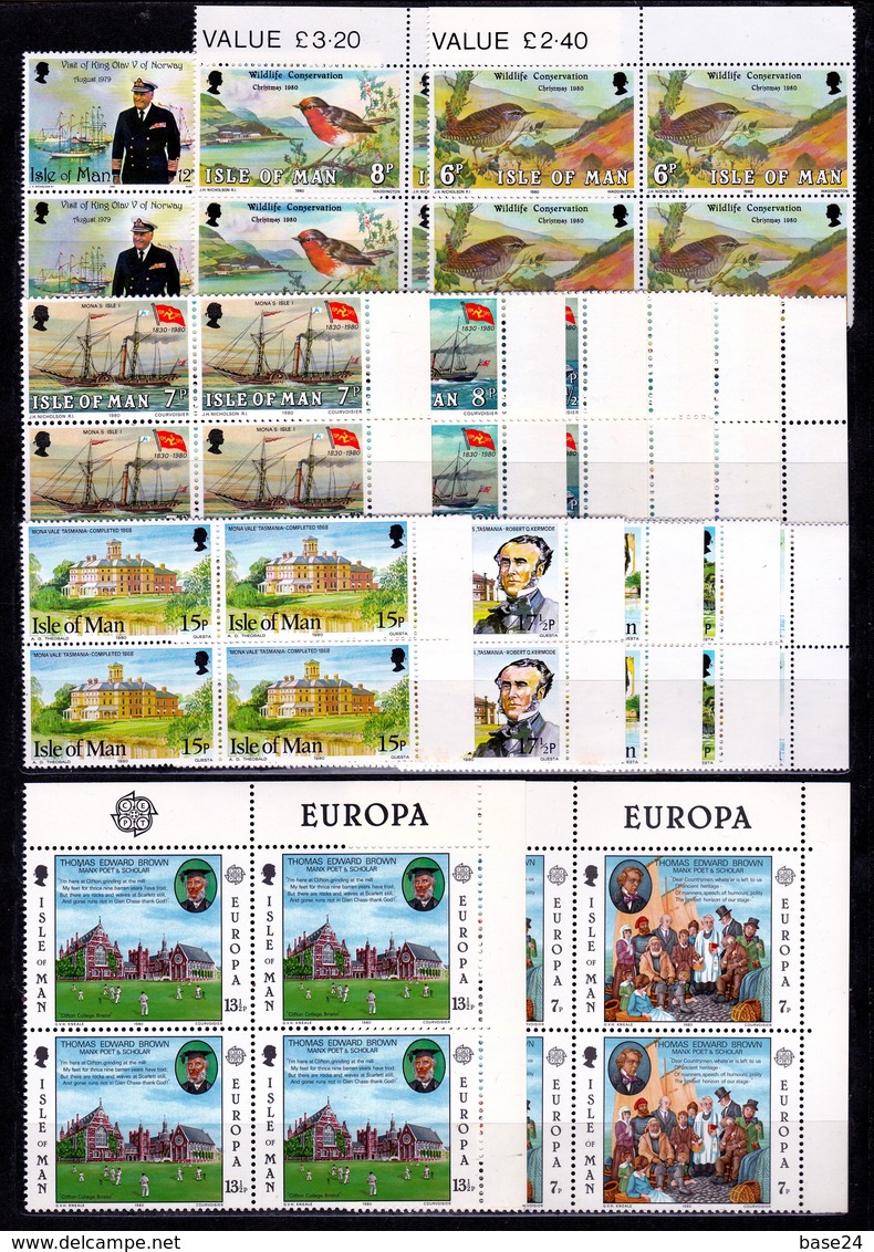 1980 Isola Di Man ANNATA  YEAR Con 25 Valori In Quartina (152/76) + BF3, BF4 E 166/69 Minifoglio  MNH** Bl.4 - Isola Di Man