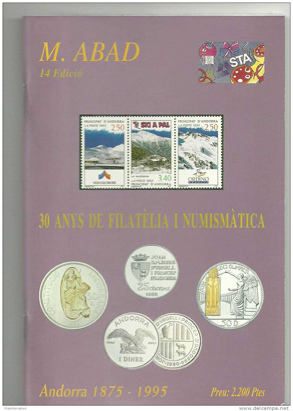 ANDORRA- CATALOGO DE SELLOS, MONEDAS BILLETES Y TARJETAS TELEFONICAS. PRECIOS DE 1995 PRECIO 1,00€ + GASTOS DE ENVÍO. - Otros & Sin Clasificación