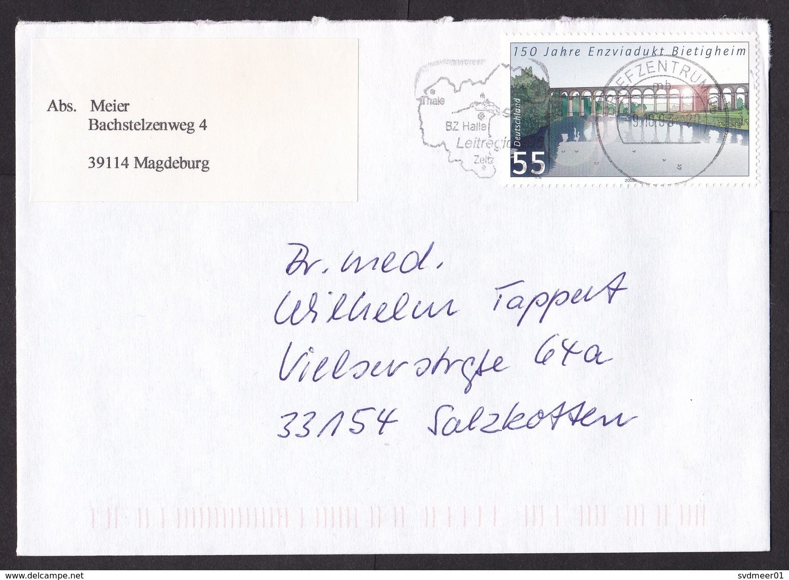 Germany: Cover, 2003, 1 Stamp, Bridge, Viaduct, River, Transport, Architecture, Cancel Map (minor Discolouring At Back) - Brieven En Documenten