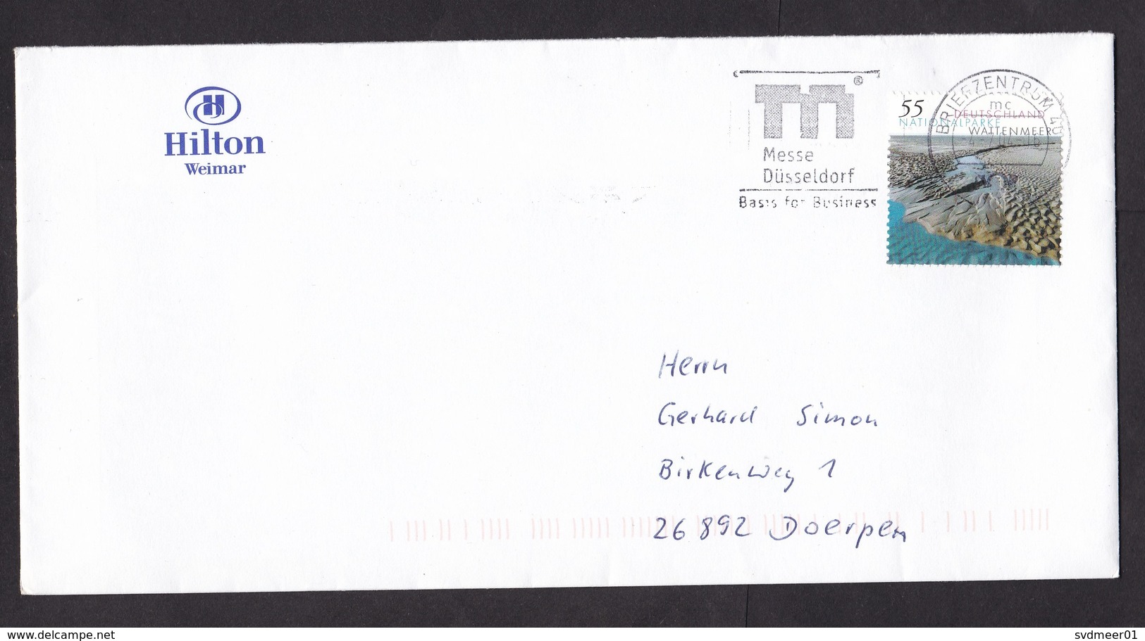 Germany: Cover, 2004, 1 Stamp, National Park Wadden Sea, Hilton Hotel (traces Of Use) - Brieven En Documenten