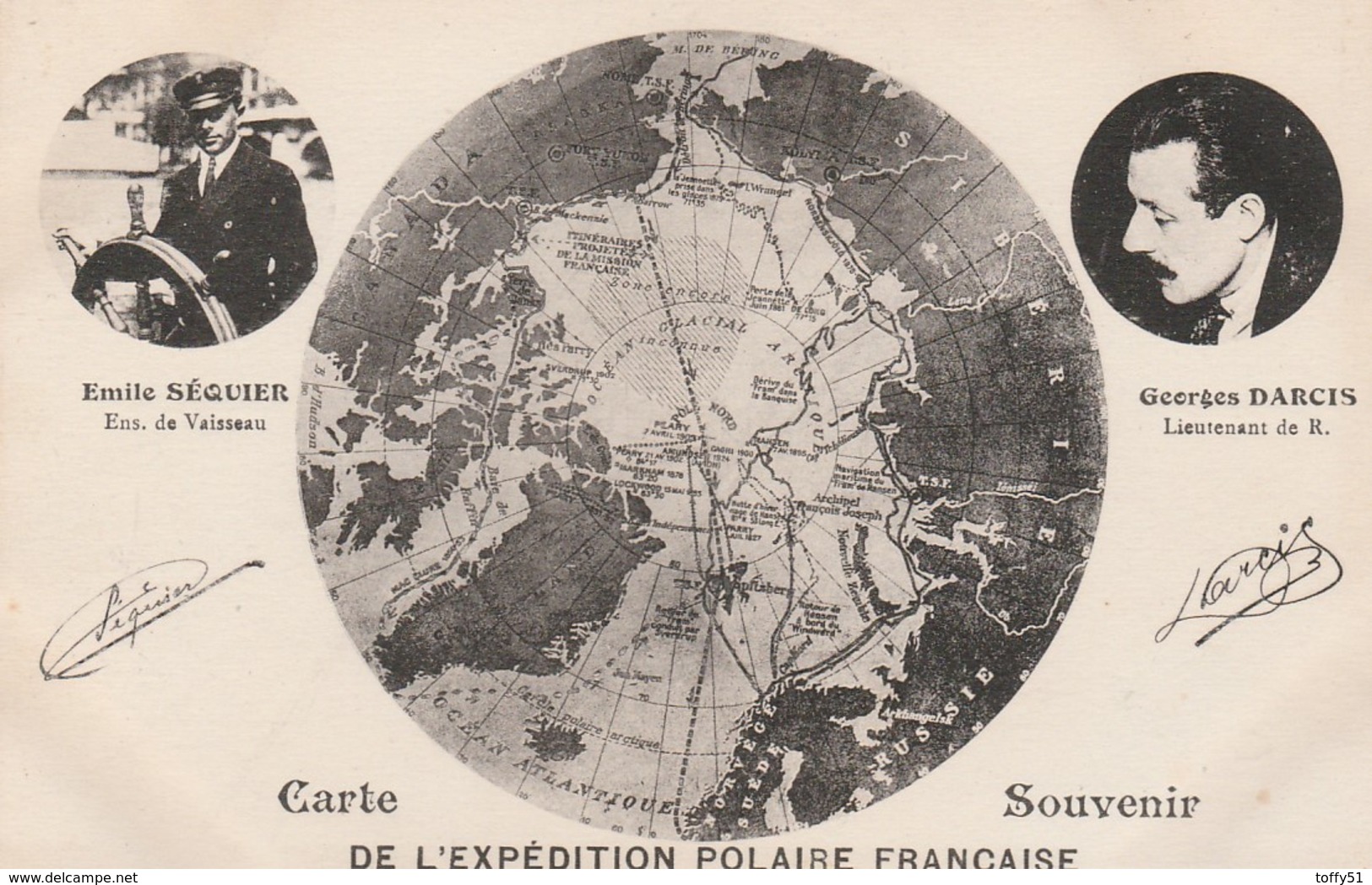 CPA:CARTE SOUVENIR EXPÉDITION POLAIRE FRANÇAISE PORTRAIT ÉMILE SÉQUIER GEORGES DARCIS - Astronomie