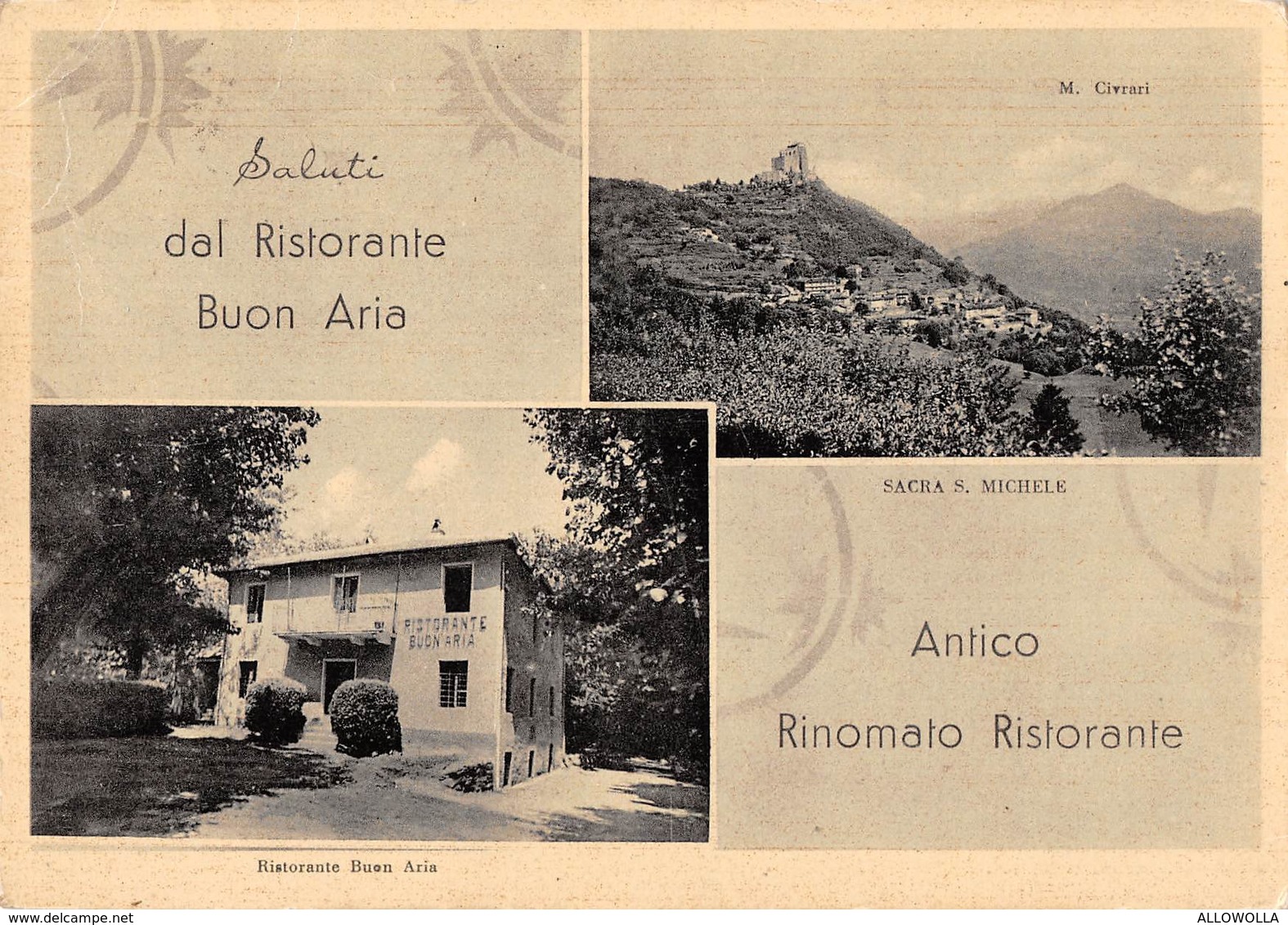 4910 " SALUTI DAL RISTORANTE BUON ARIA-ANTICO RINOMATO RISTORANTE-CHIUSA DI S. MICHELE " 2 VEDUTE -CART. POST.OR.  SPED. - Altri & Non Classificati