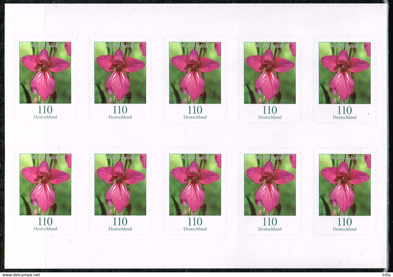 Bund 2019,Michel# 3489 O Blumen: Wild-Gladiole Selbstklebend  Folienblatt - Ungebraucht